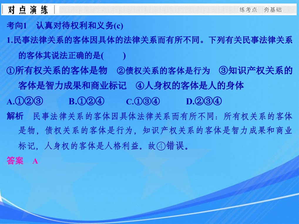 创新设计浙江政治选考高分突破专题复习课件选修五第29讲民事权利和义务