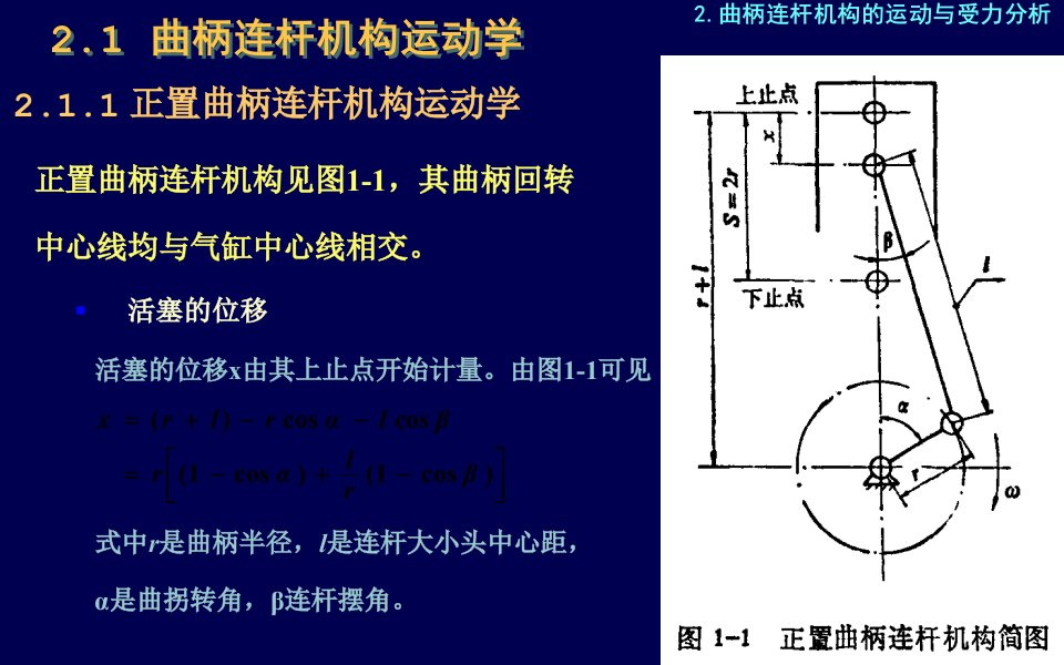 内燃机构造与设计32曲柄运动与受力分析