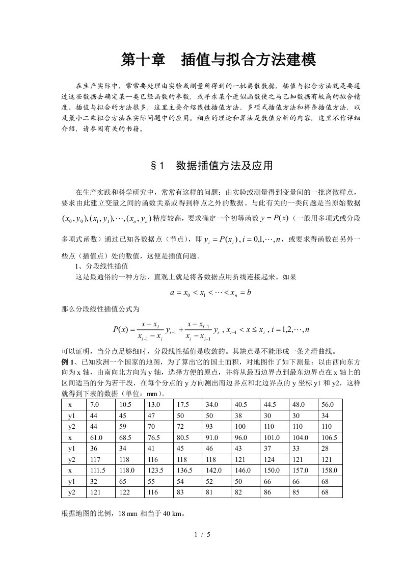 数学建模案例分析插值与拟合方法建模数据插值方法及应用