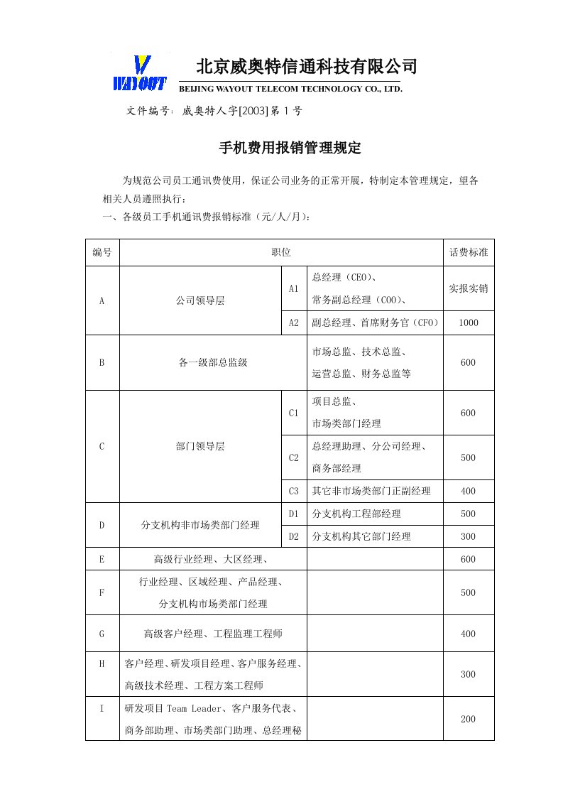 手机费用报销管理规定