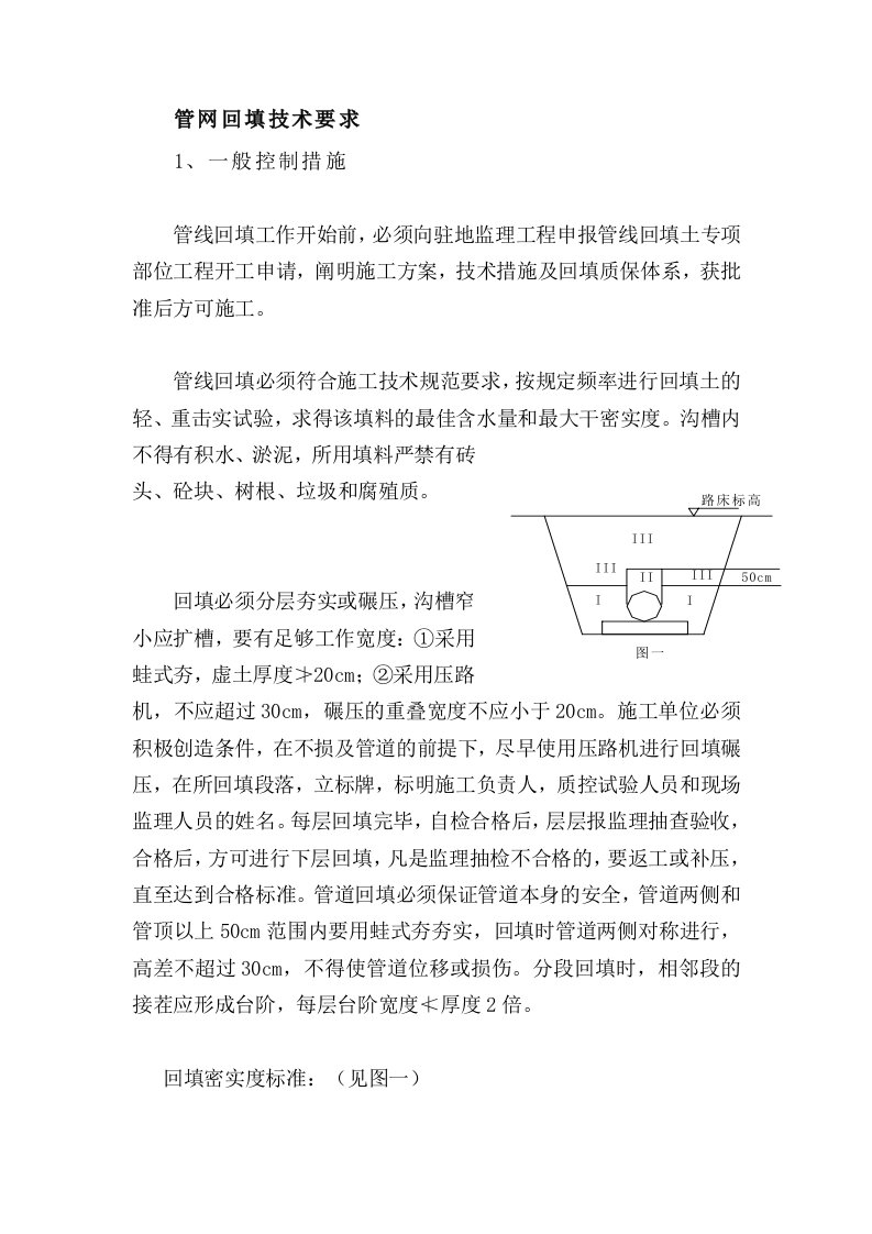 管线回填技术标准及施工方案