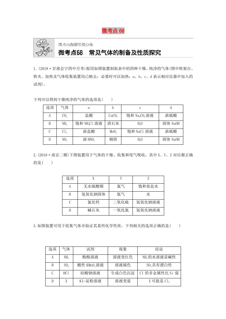 （鲁京津琼专用）2020年高考化学一轮复习