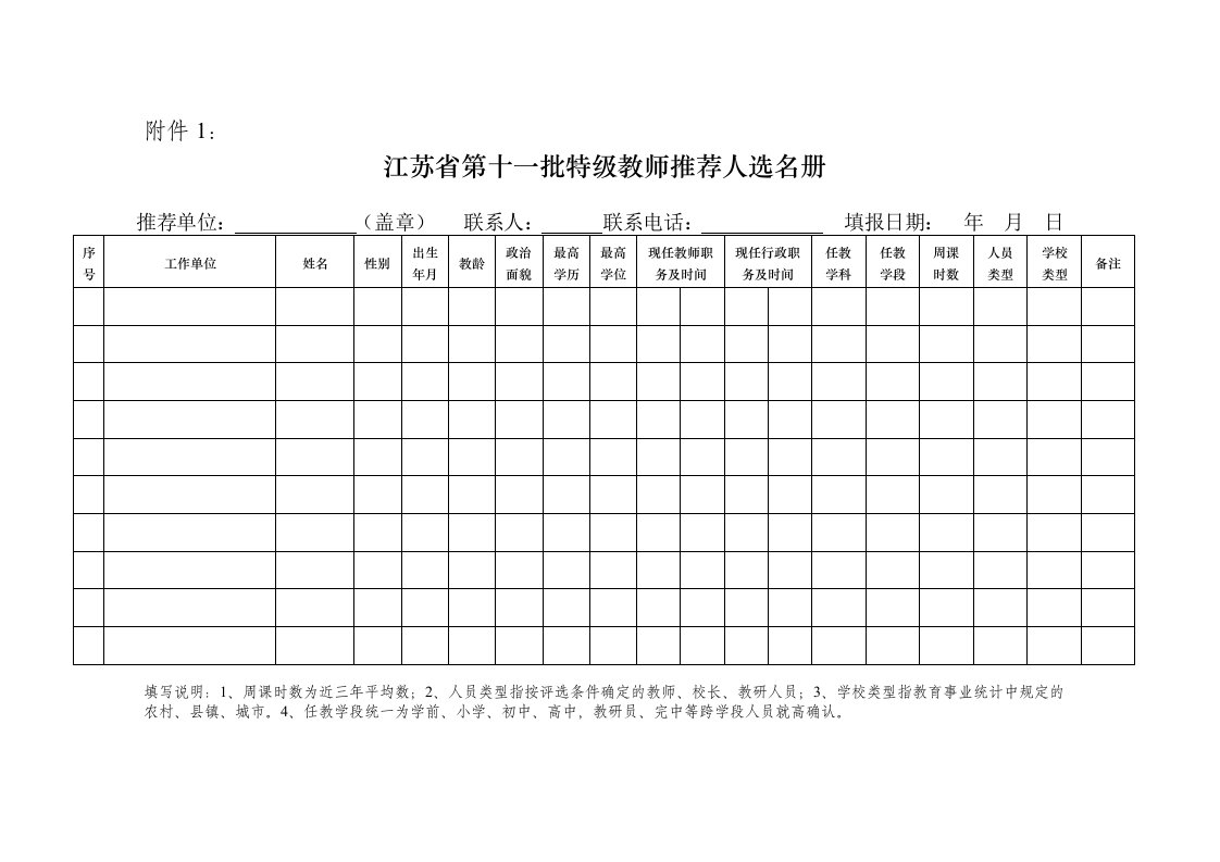 江苏省第十一批特级教师推荐人选名册