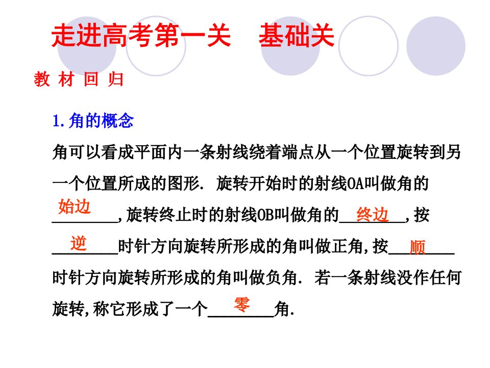 第十七讲任意角和弧度制及任意角的三角函数