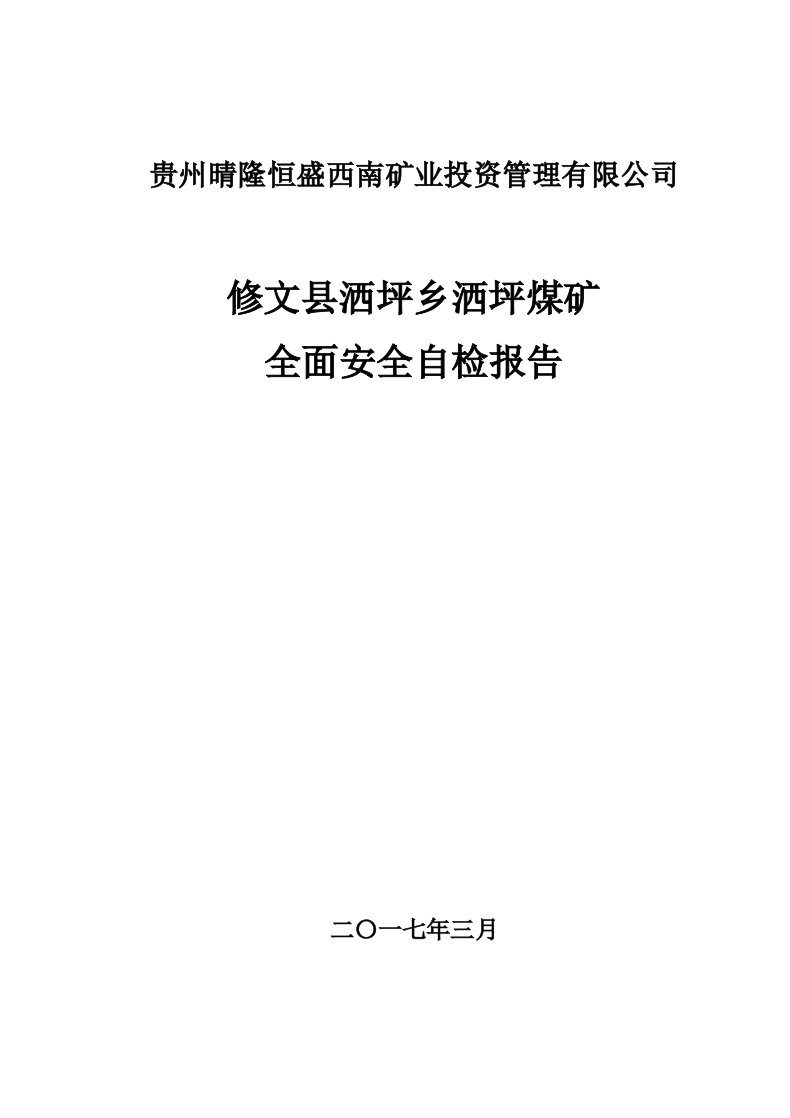 冶金行业-洒坪煤矿全面安全自检报告