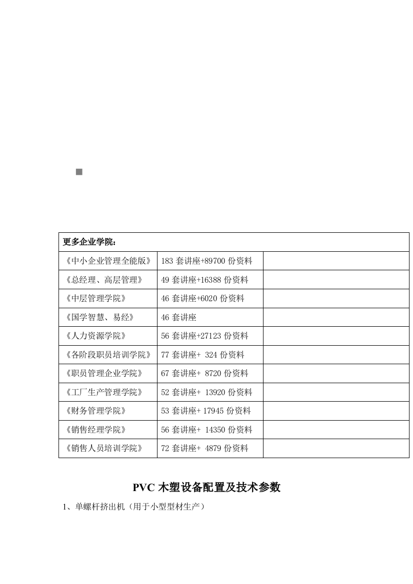 PVC木塑设备配置与生产流程模板