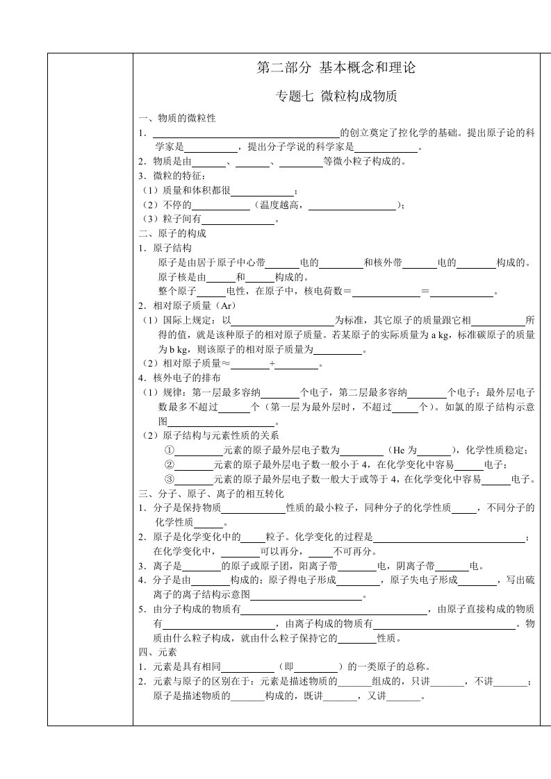 中考化学专题突破7-8(微粒构成物质化学式和化合价)