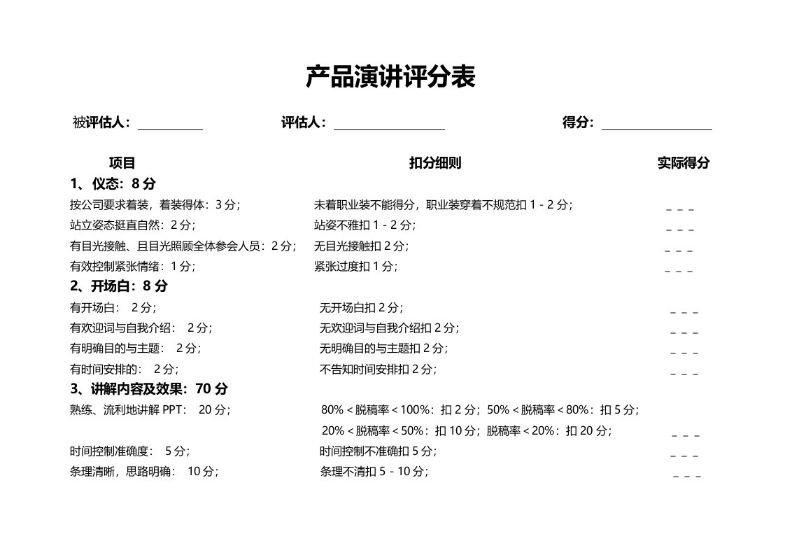 2产品演讲评分表1