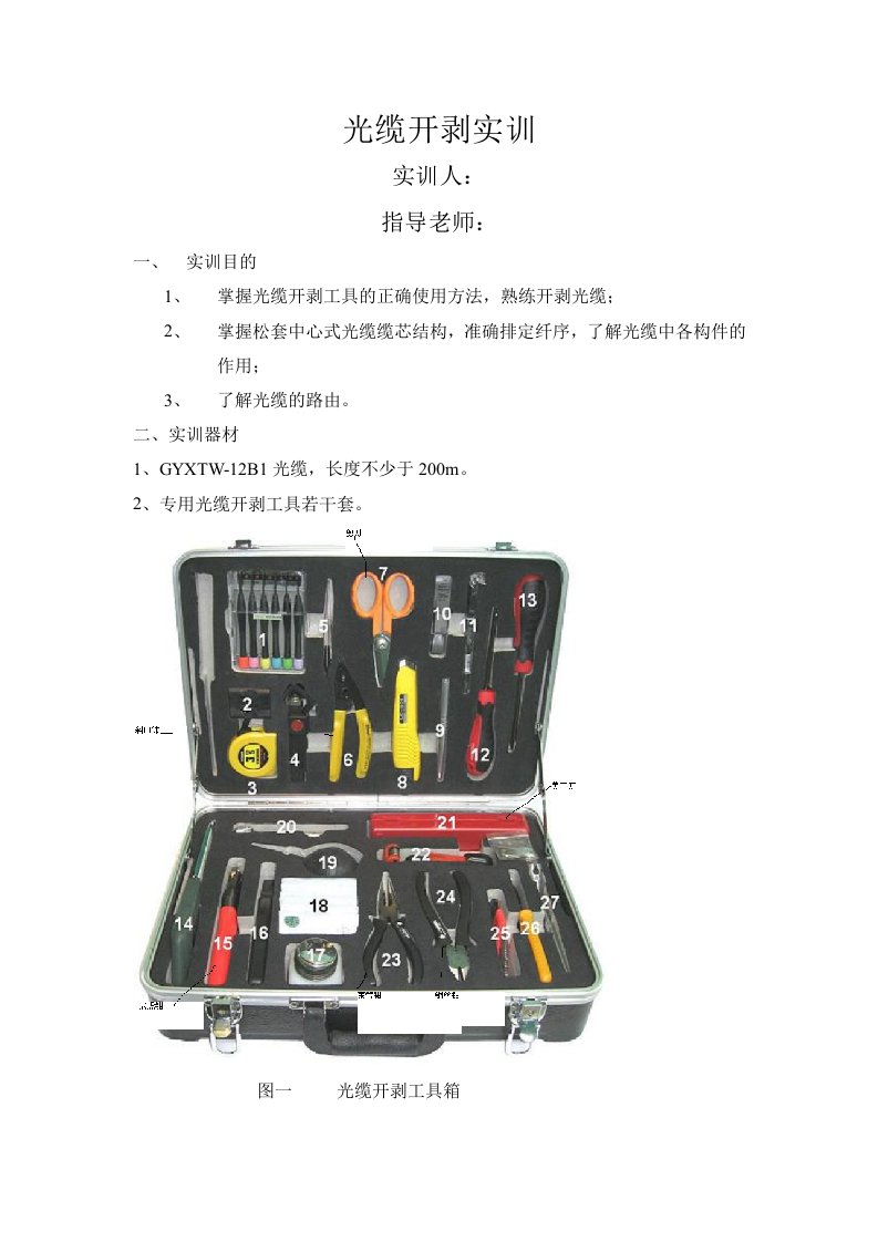 光缆开剥实训