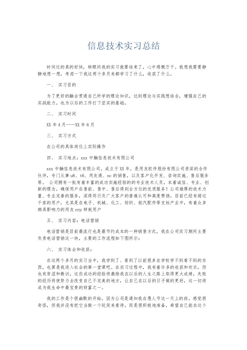 实习报告信息技术实习总结