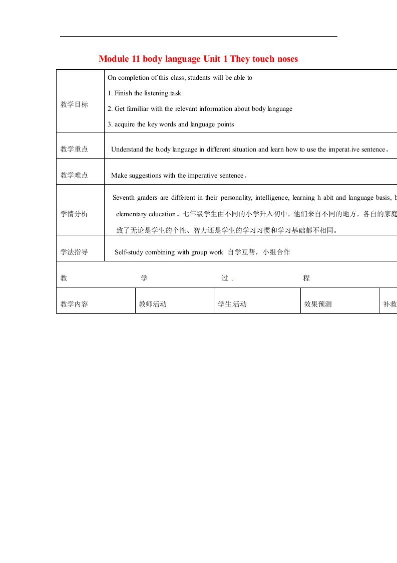 2017外研版英语七年级下册Module