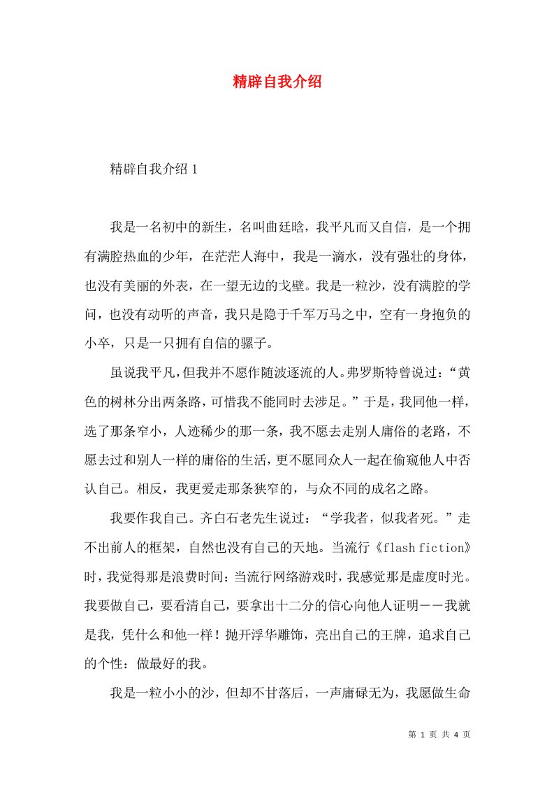 精辟自我介绍