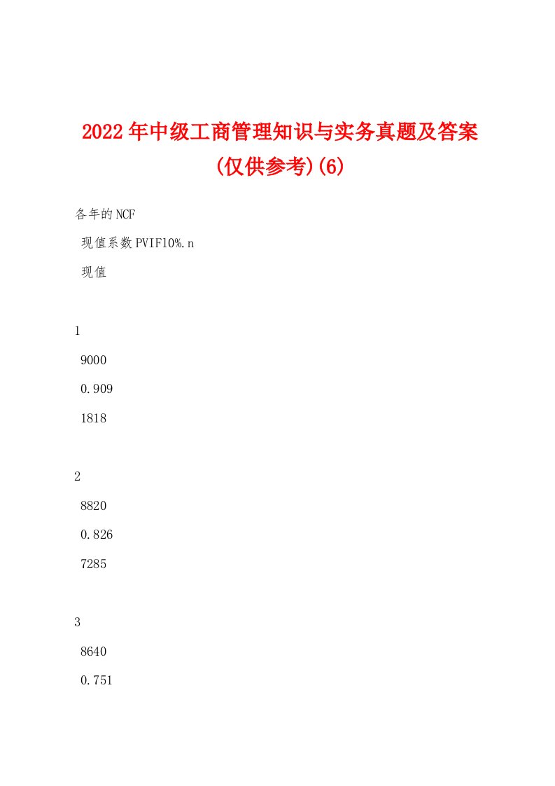 2022年中级工商管理知识与实务真题及答案(仅供参考)(6)