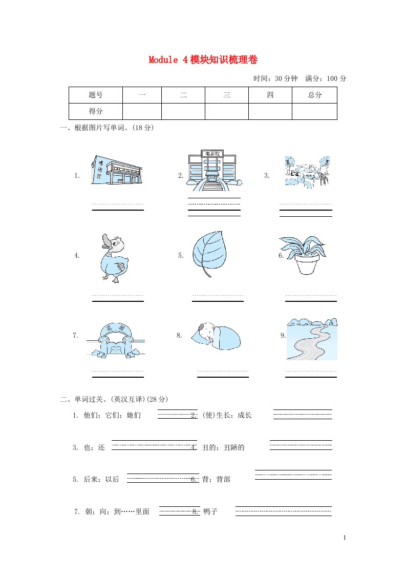 2022四年级英语下册Module4Thingsweenjoy模块知识梳理卷沪教牛津版三起