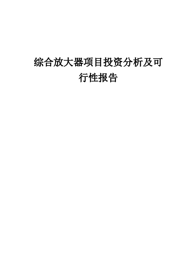 2024年综合放大器项目投资分析及可行性报告