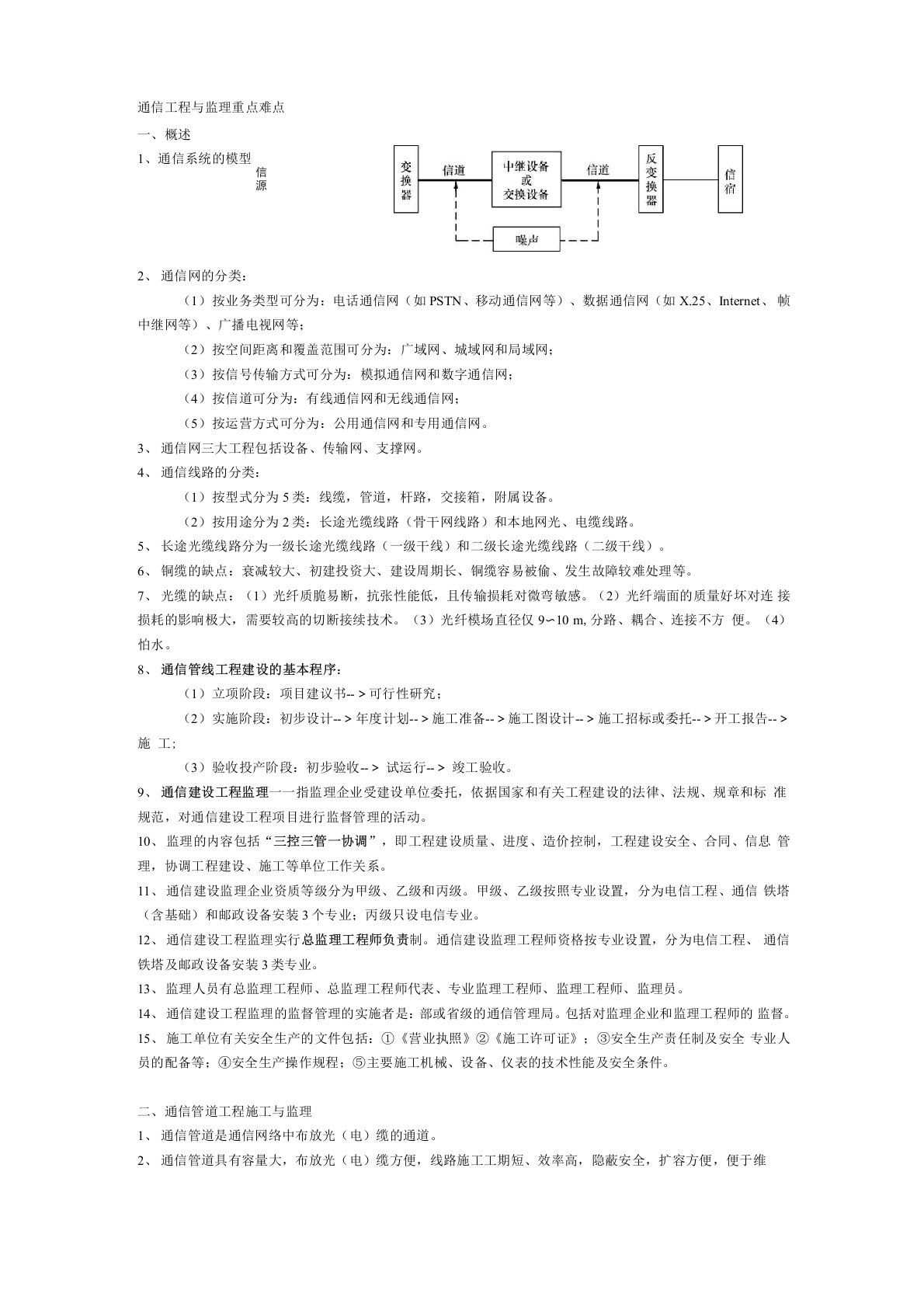 通信工程重点难点