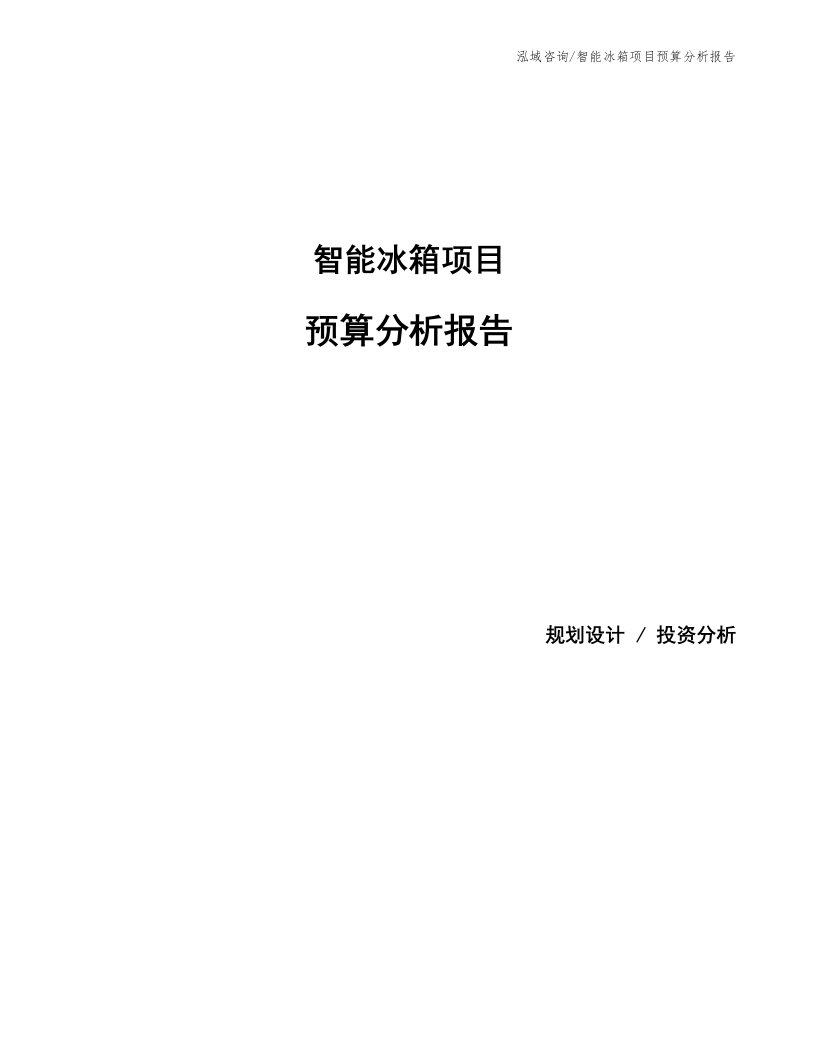 智能冰箱项目预算分析报告