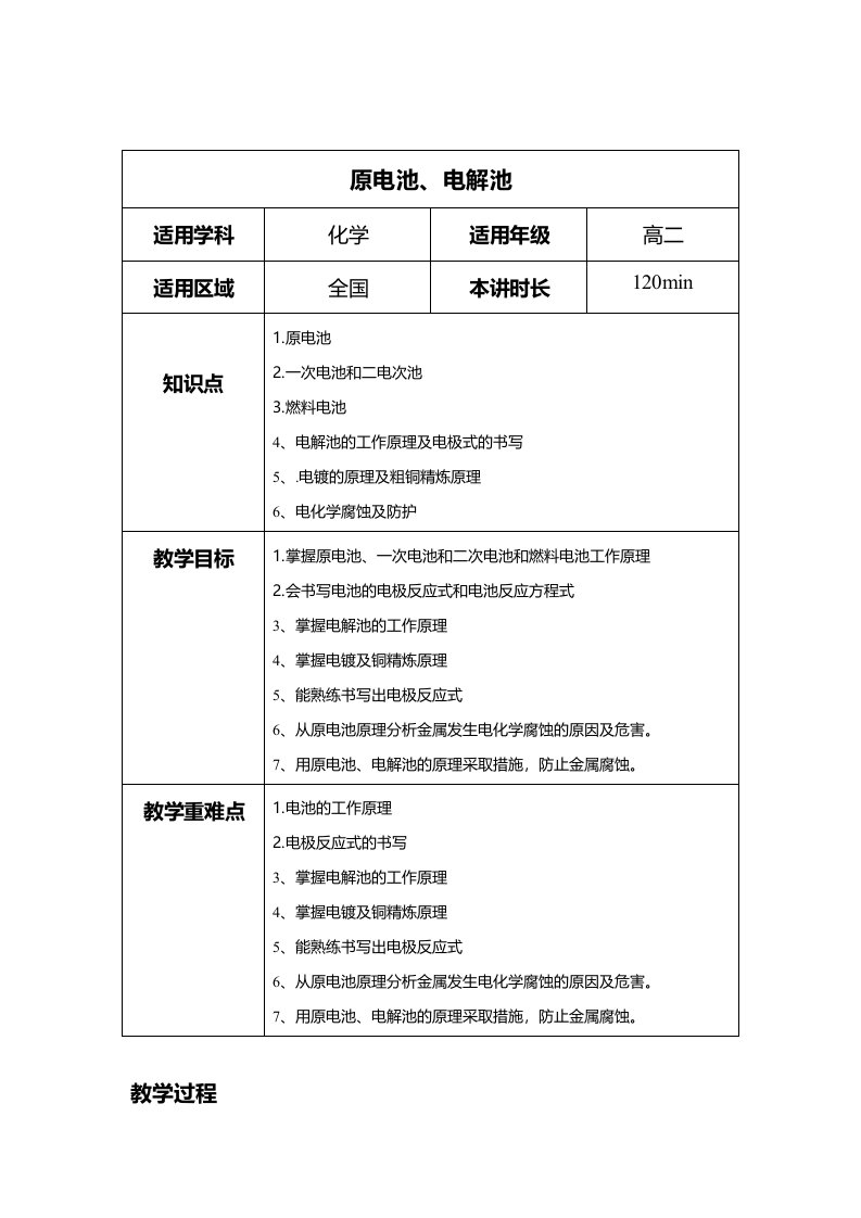 原电池电解池教案