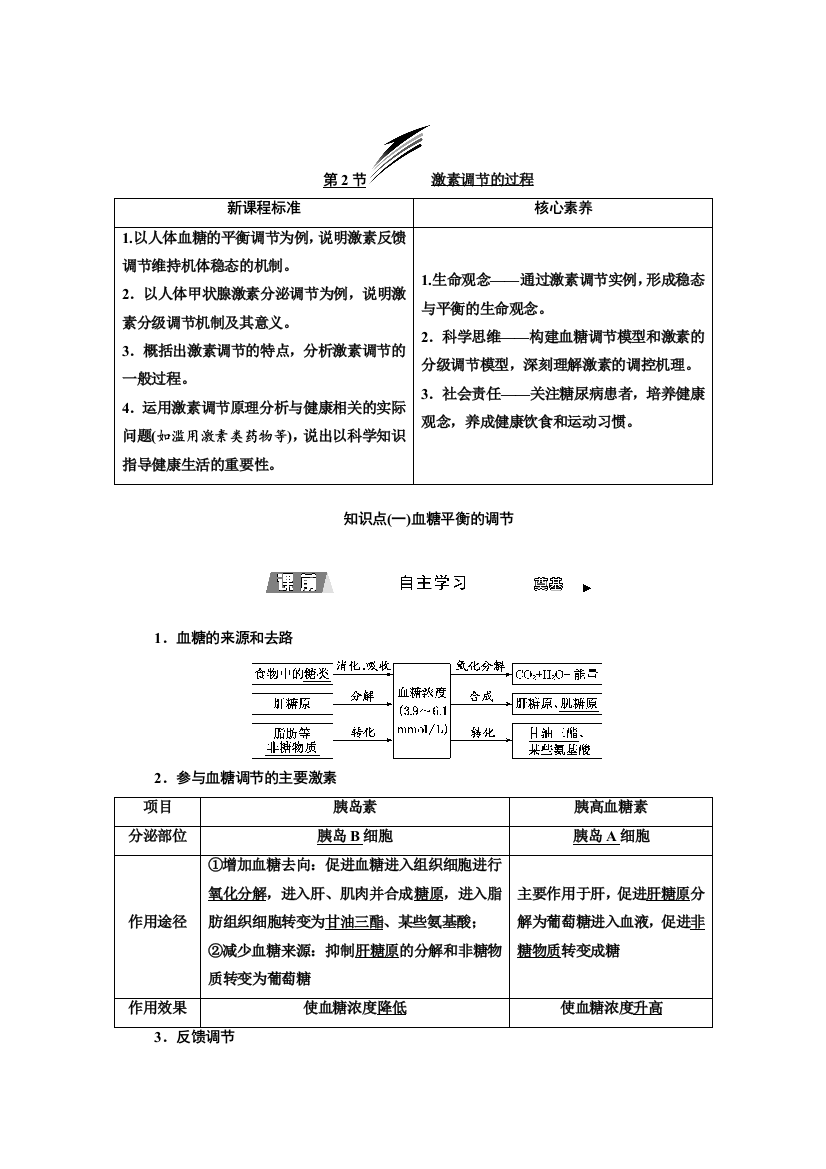 新教材2021-2022人教版生物选择性必修1学案：第3章