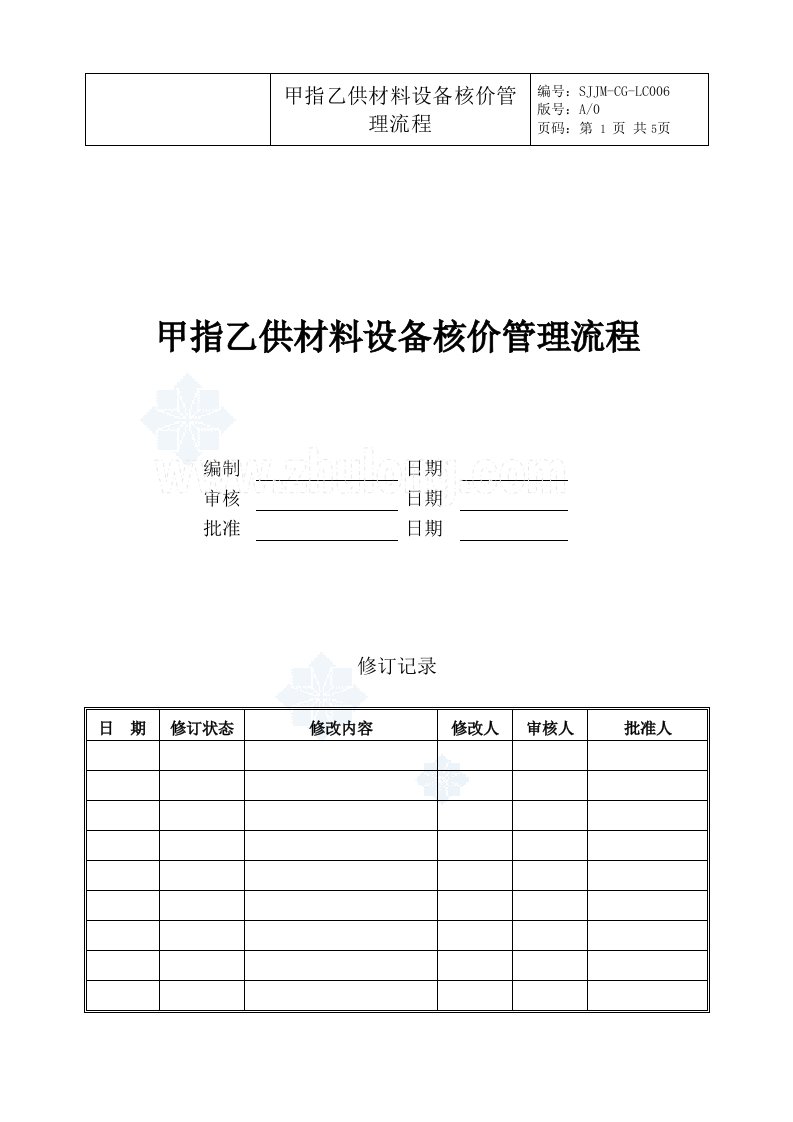 建筑工程设备材料采购管理流程及表格