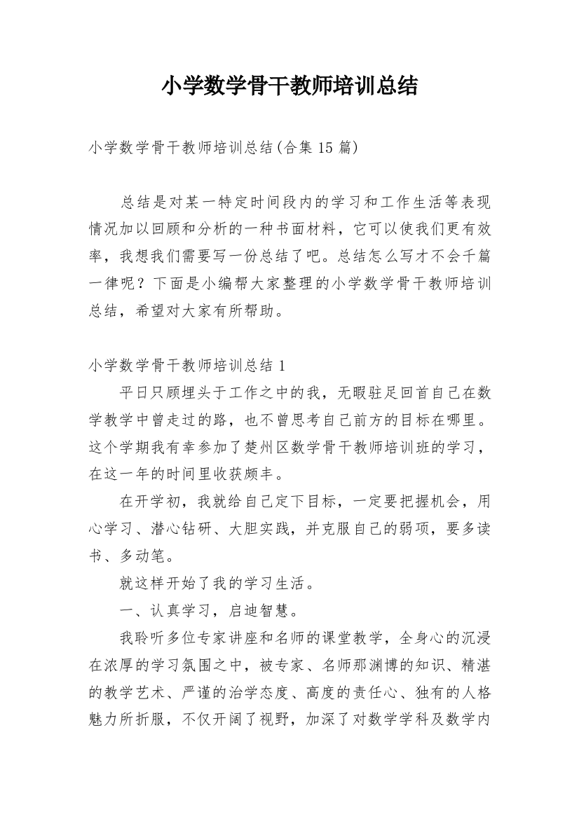 小学数学骨干教师培训总结_17