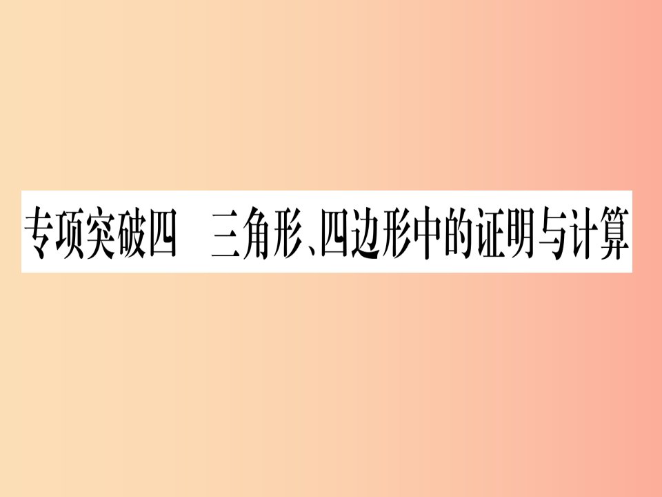 甘肃专用2019中考数学第二轮中档题突破专项突破4三角形四边形中的证明与计算作业课件