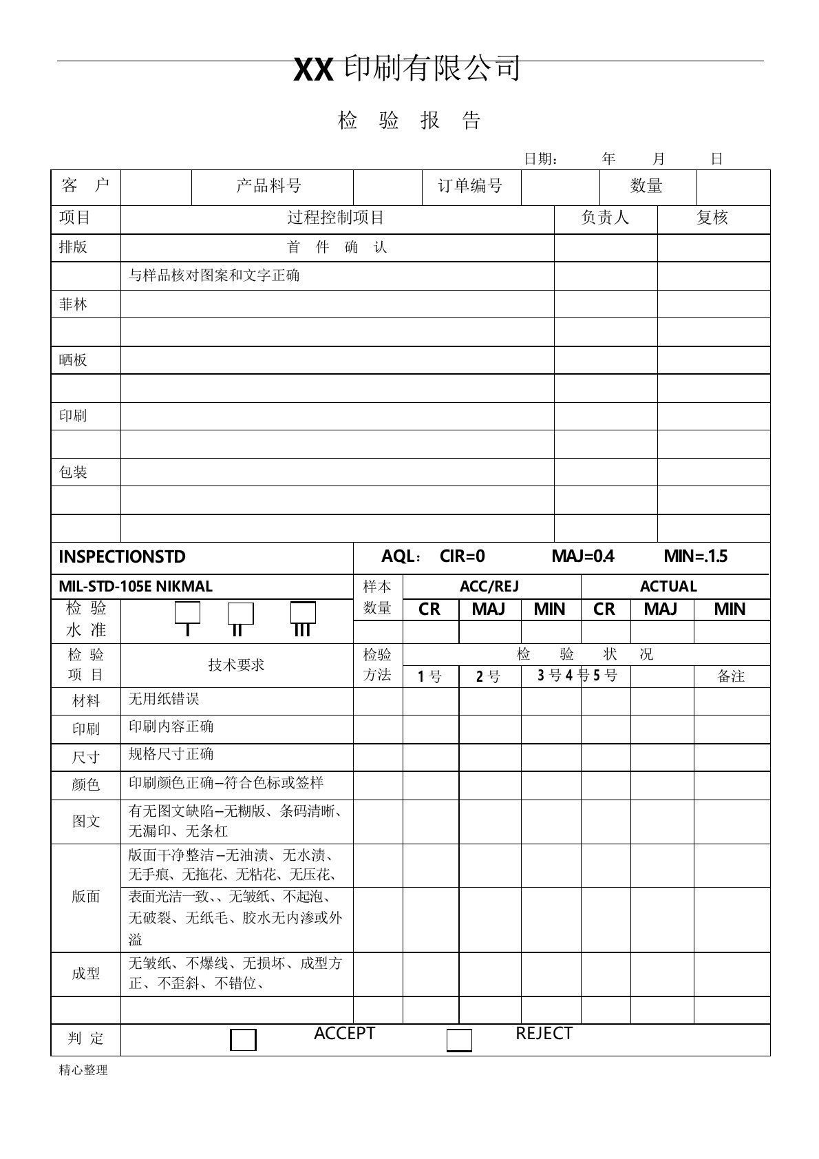 印刷产品检验报告(修订版)精选