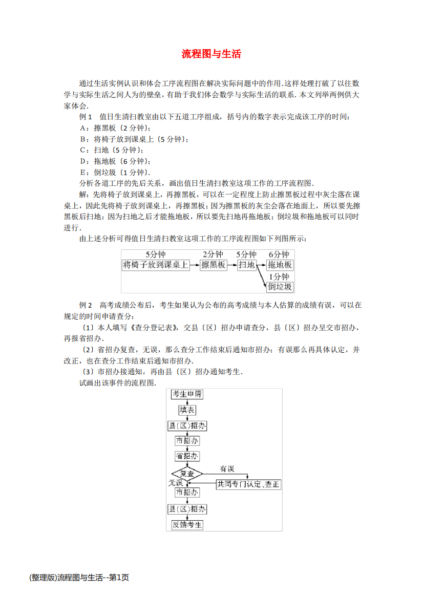 (整理版)流程图与生活