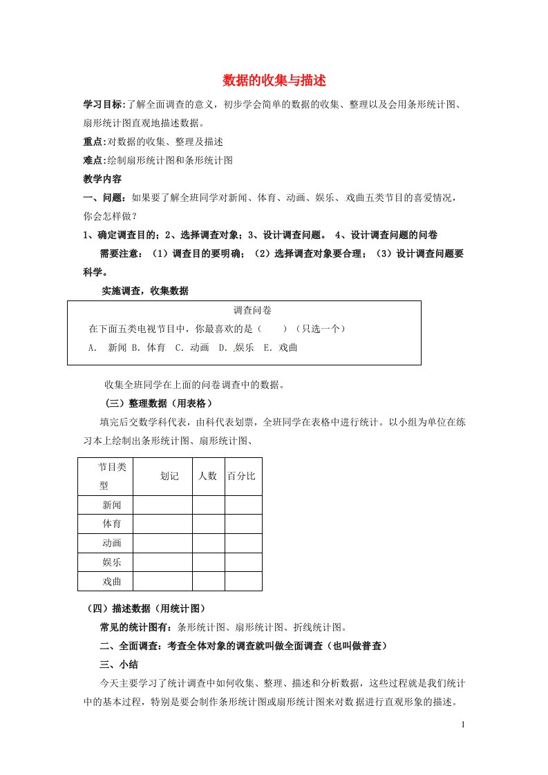 2022七年级数学下册第10章数据的收集整理与描述10.1统计调查10.1.1数据的收集与描述学案新版新人教版