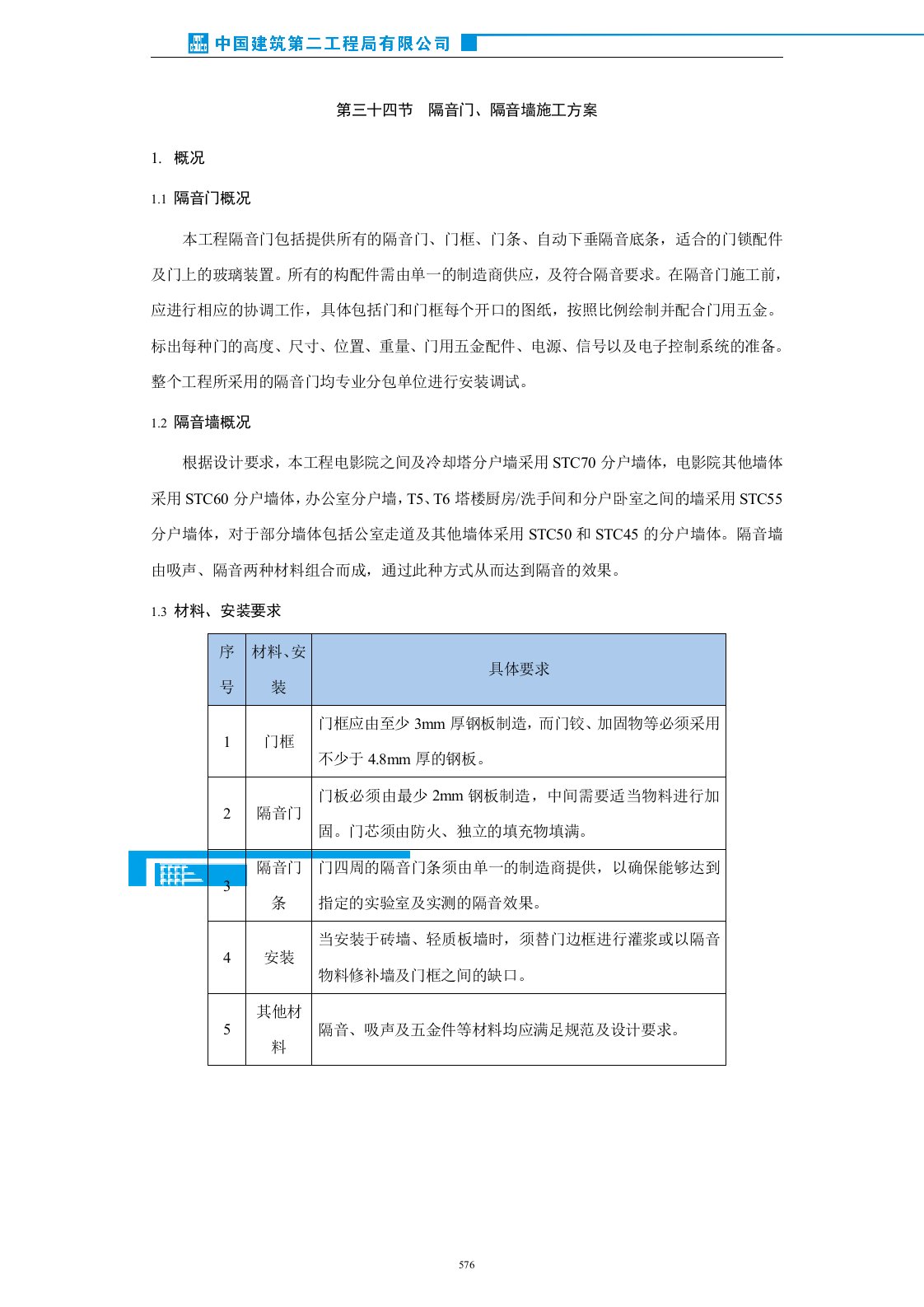 隔音门、隔音墙施工方案