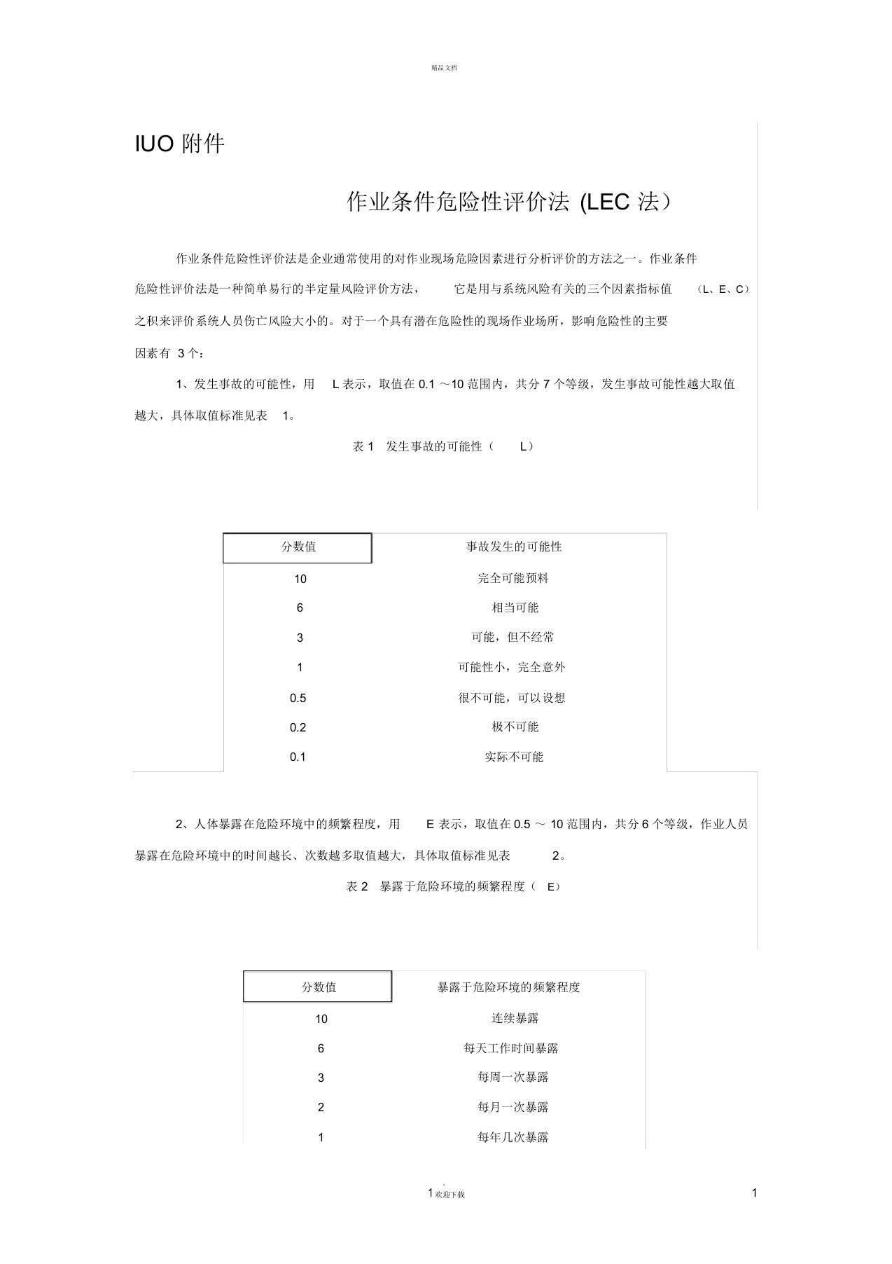 安全生产LEC法