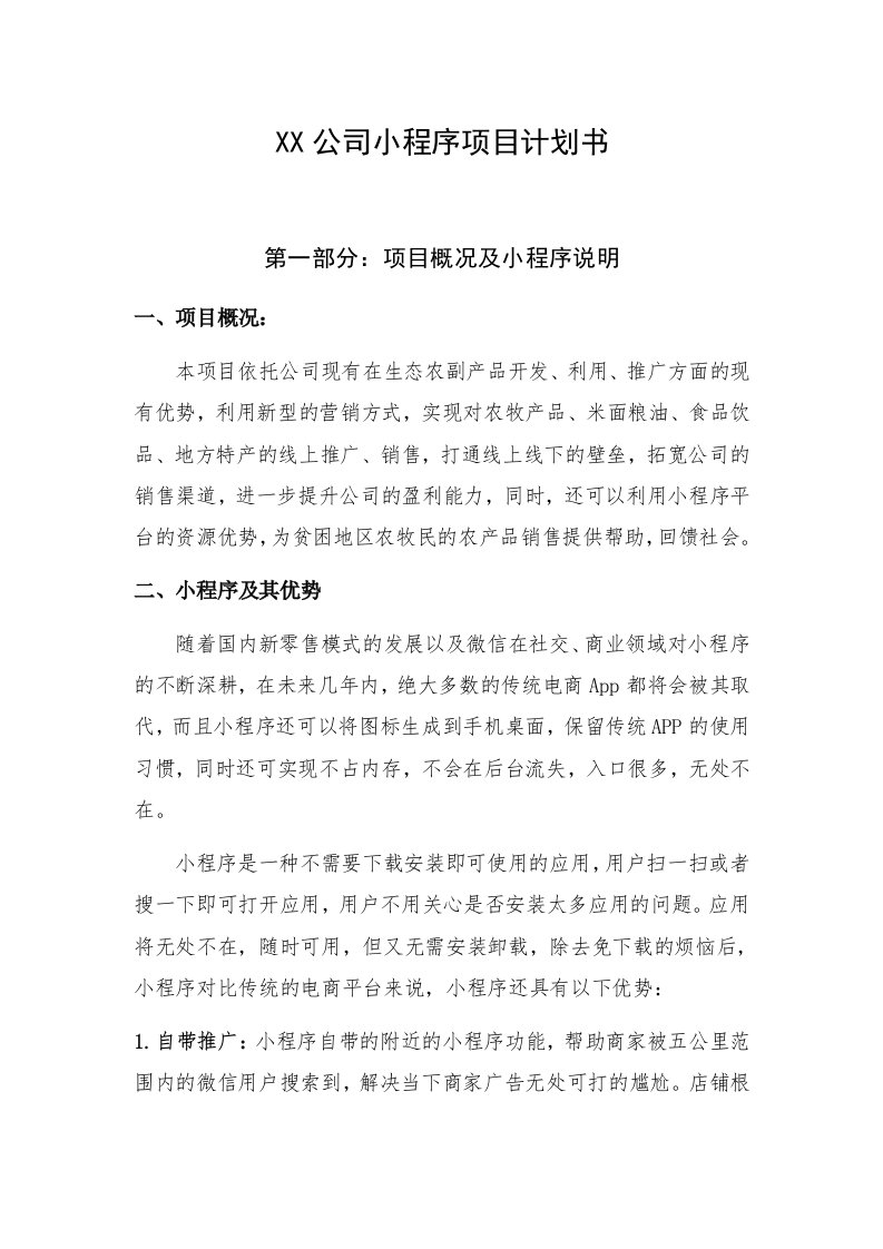 公司小程序项目计划书