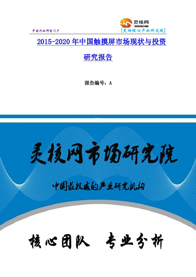 中国触摸屏行业市场分析与发展趋势研究报告灵核网