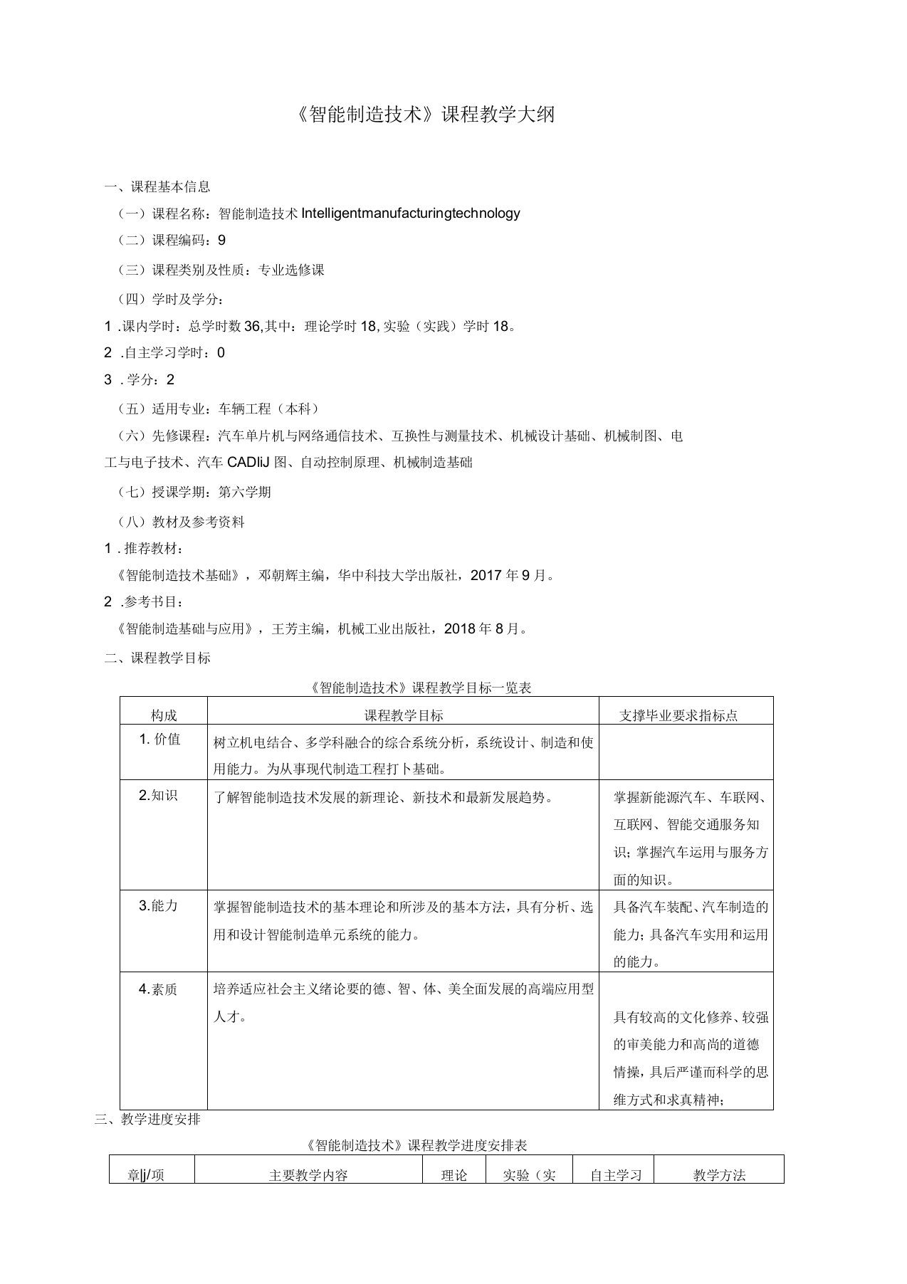 智能制造技术课程教学大纲