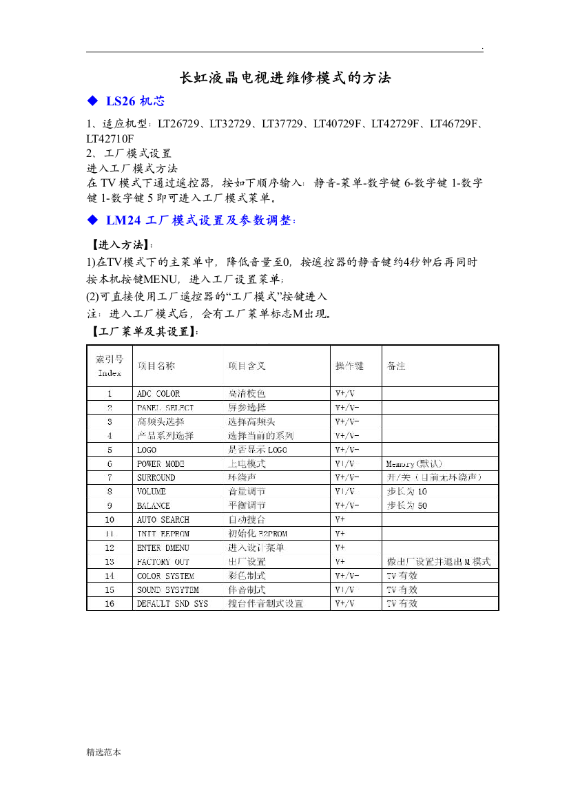 长虹液晶电视进维修模式的方法