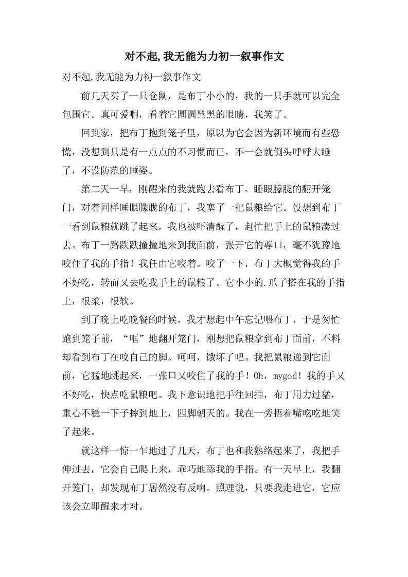 对不起,我无能为力初一叙事作文