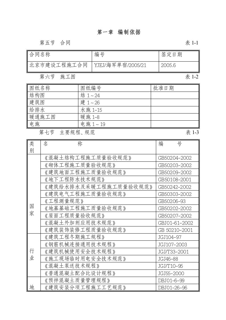 海军总医院宿舍楼施工组织设计1