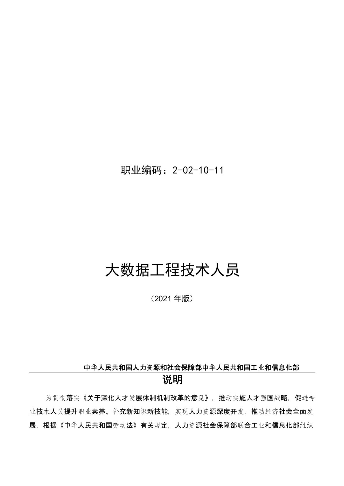 国家职业技术技能标准——大数据工程技术人员(2021年版)(word精排版)