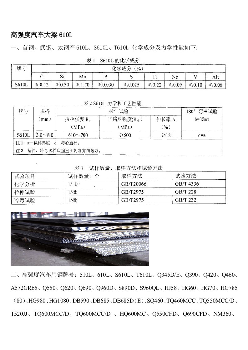 610l汽车大梁钢