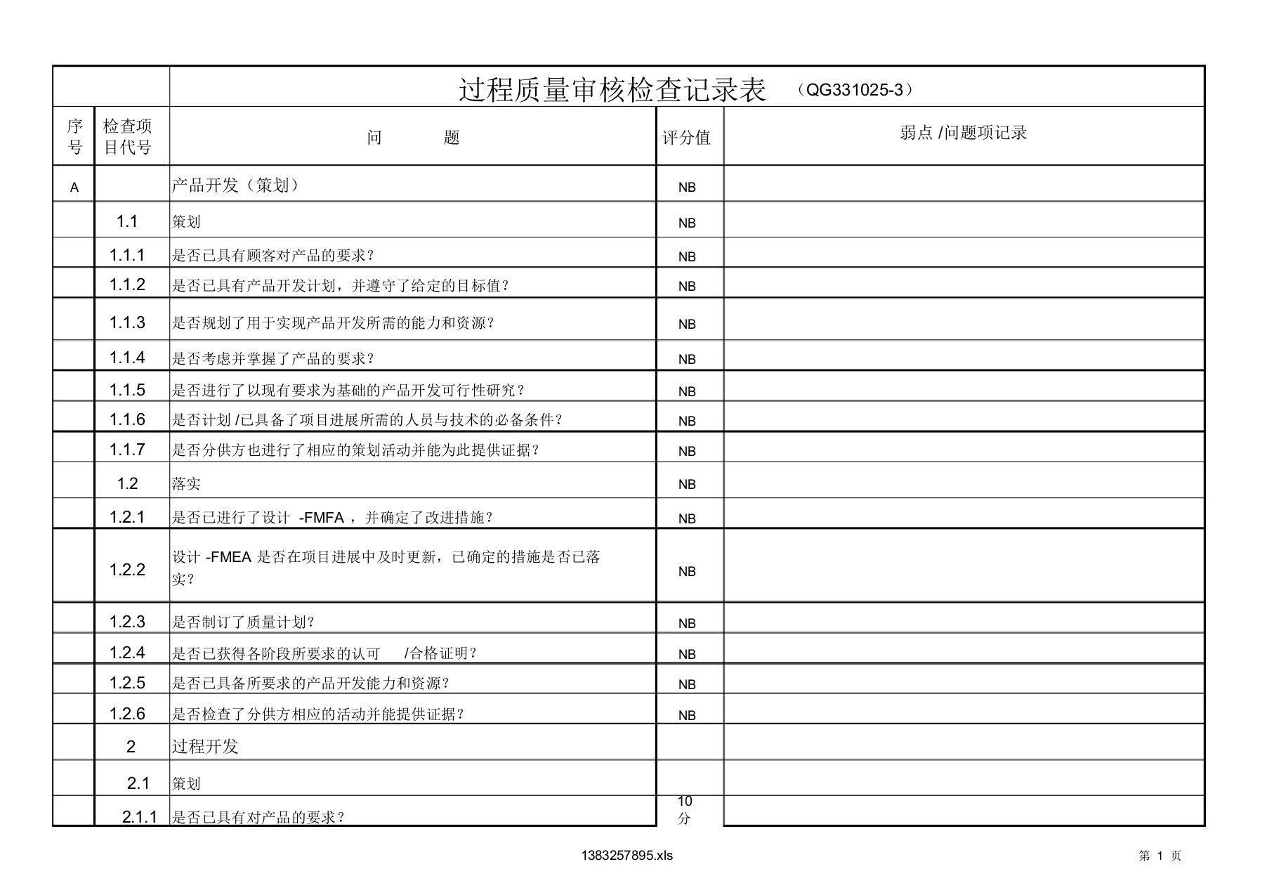 VDA6.3教学内容