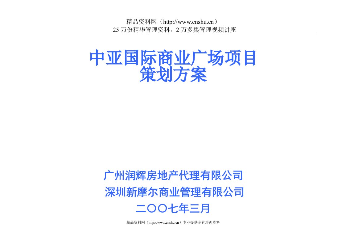 中亚国际商业广场项目策划方案