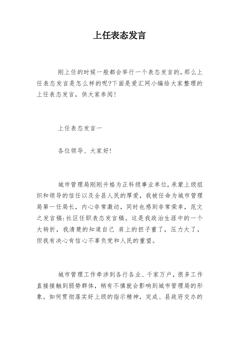 上任表态发言