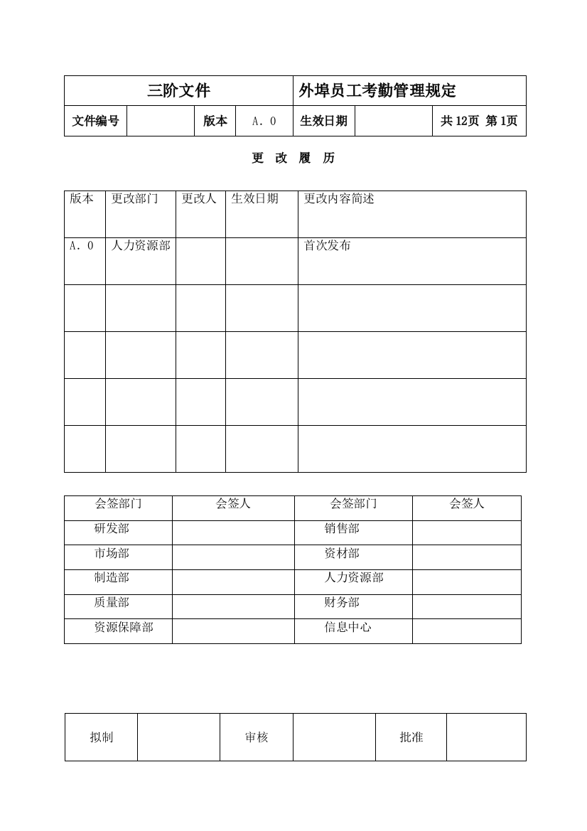 外埠考勤管理规定