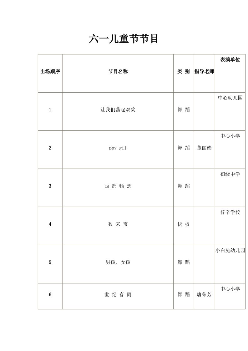 六一儿童节节目