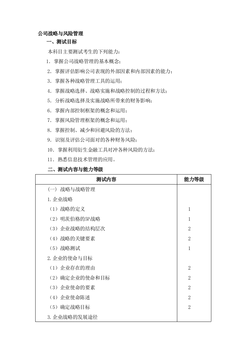 公司战略与风险管理新制度大纲