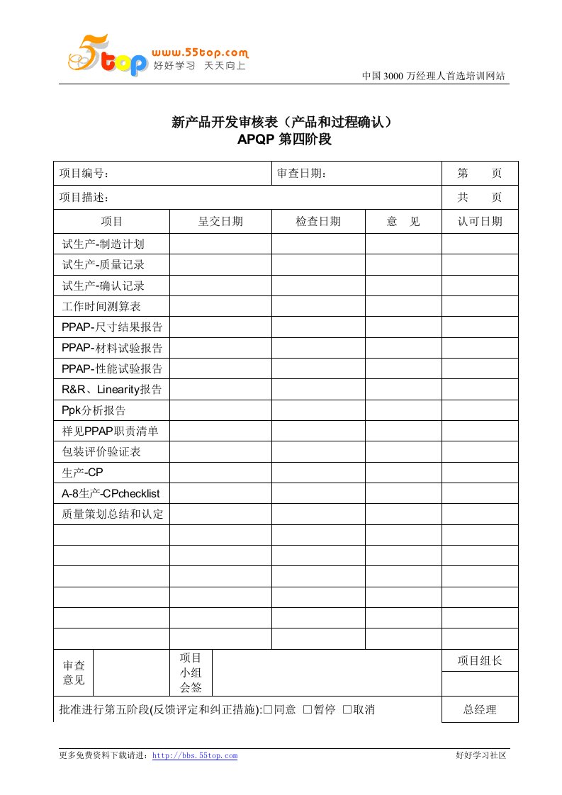 【管理精品】新产品开发审核表(产品和过程确认)