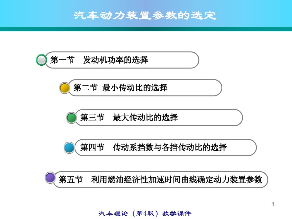 汽车动力装置参数的选择