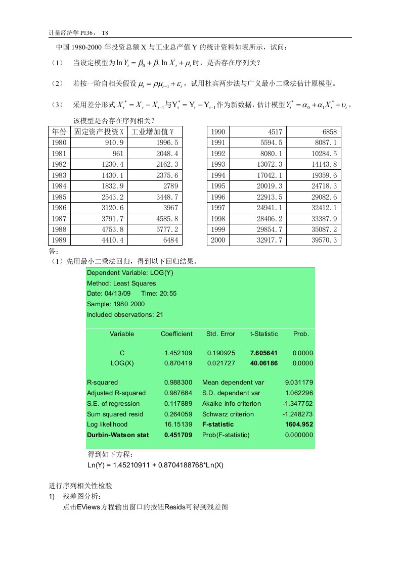 李子奈版计量经济学作业