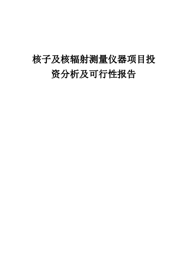 2024年核子及核辐射测量仪器项目投资分析及可行性报告