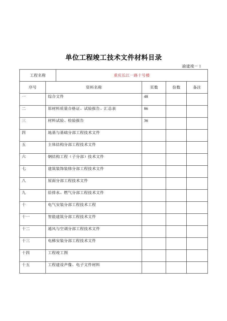 渝建竣资料填写范(某工程完整版)